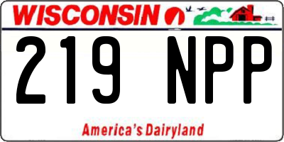 WI license plate 219NPP