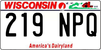 WI license plate 219NPQ
