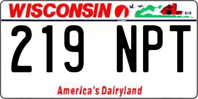 WI license plate 219NPT
