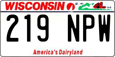 WI license plate 219NPW