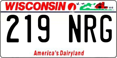 WI license plate 219NRG