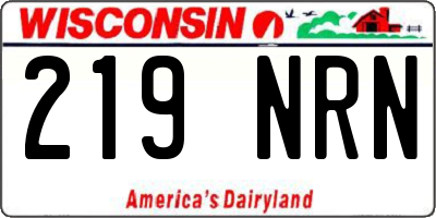 WI license plate 219NRN