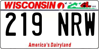 WI license plate 219NRW