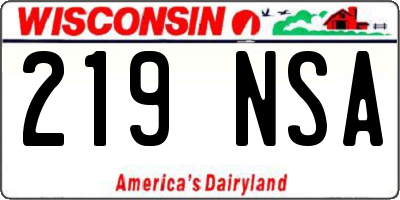 WI license plate 219NSA