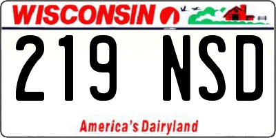 WI license plate 219NSD
