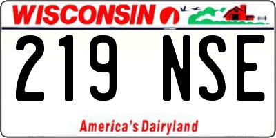 WI license plate 219NSE