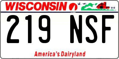 WI license plate 219NSF