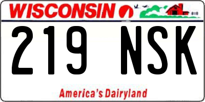 WI license plate 219NSK