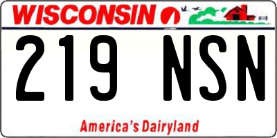WI license plate 219NSN