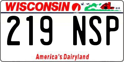 WI license plate 219NSP
