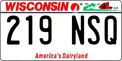 WI license plate 219NSQ