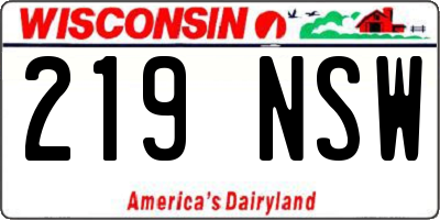 WI license plate 219NSW