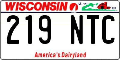 WI license plate 219NTC