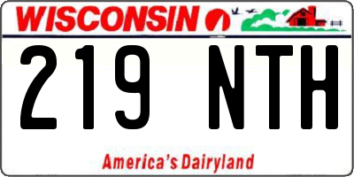 WI license plate 219NTH