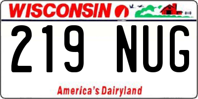 WI license plate 219NUG