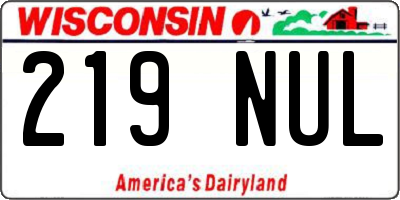 WI license plate 219NUL