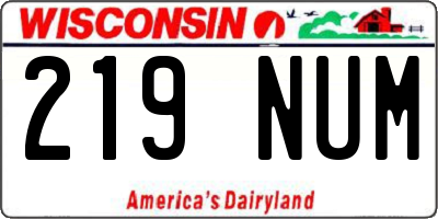 WI license plate 219NUM