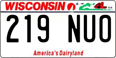 WI license plate 219NUO