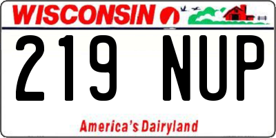 WI license plate 219NUP