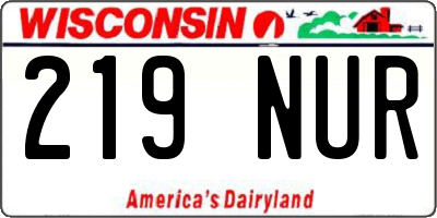 WI license plate 219NUR