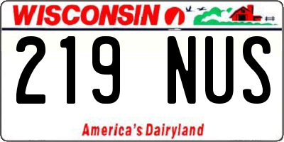 WI license plate 219NUS