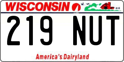 WI license plate 219NUT