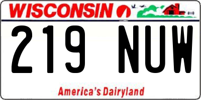 WI license plate 219NUW