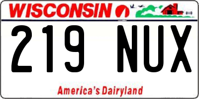 WI license plate 219NUX