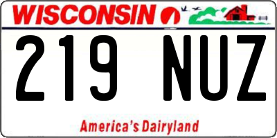 WI license plate 219NUZ