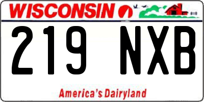 WI license plate 219NXB