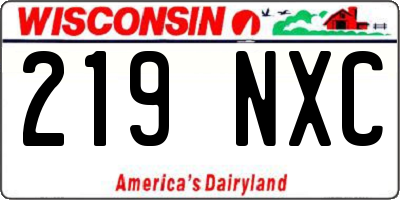 WI license plate 219NXC
