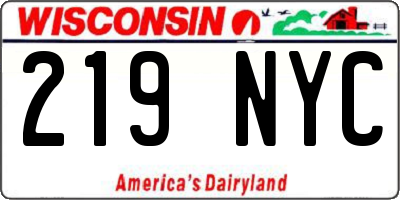WI license plate 219NYC