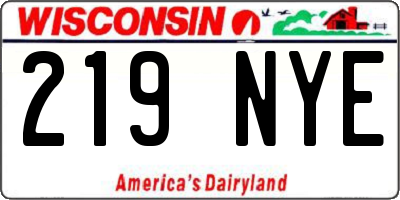 WI license plate 219NYE