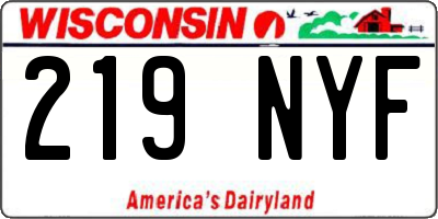 WI license plate 219NYF