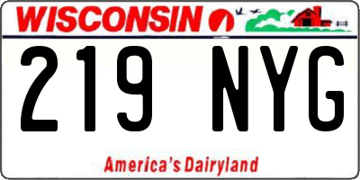 WI license plate 219NYG
