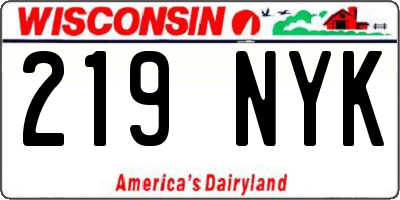 WI license plate 219NYK