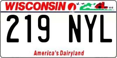 WI license plate 219NYL