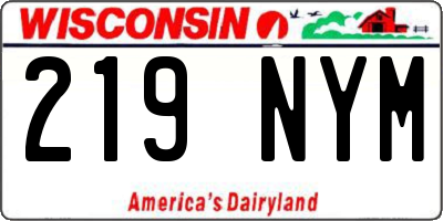 WI license plate 219NYM