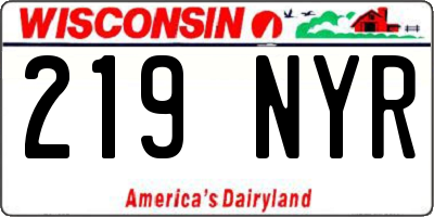 WI license plate 219NYR