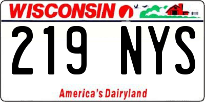 WI license plate 219NYS