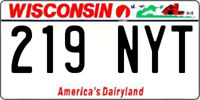 WI license plate 219NYT