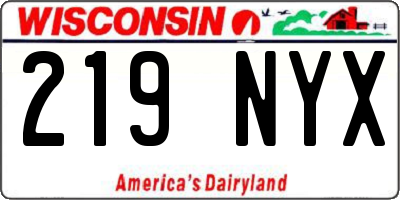 WI license plate 219NYX