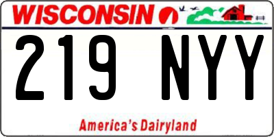 WI license plate 219NYY