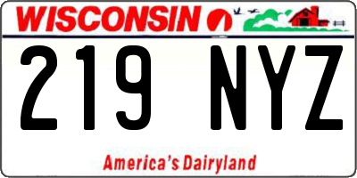 WI license plate 219NYZ
