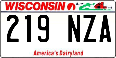 WI license plate 219NZA