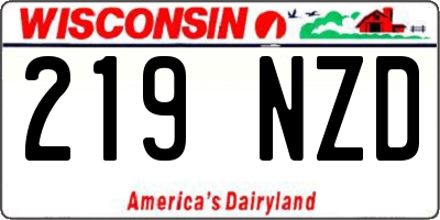 WI license plate 219NZD