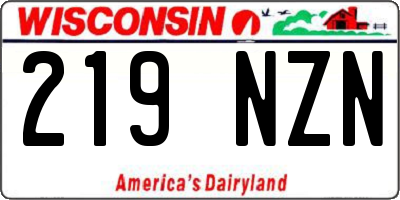 WI license plate 219NZN
