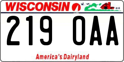 WI license plate 219OAA