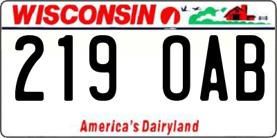 WI license plate 219OAB