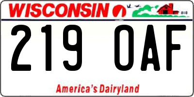 WI license plate 219OAF